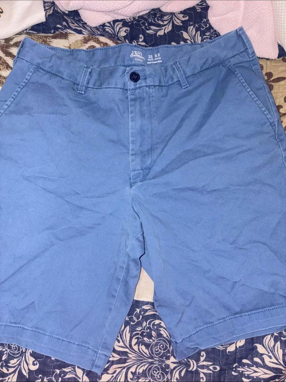 Izod Blue Flat-Front Men's Chino Shorts